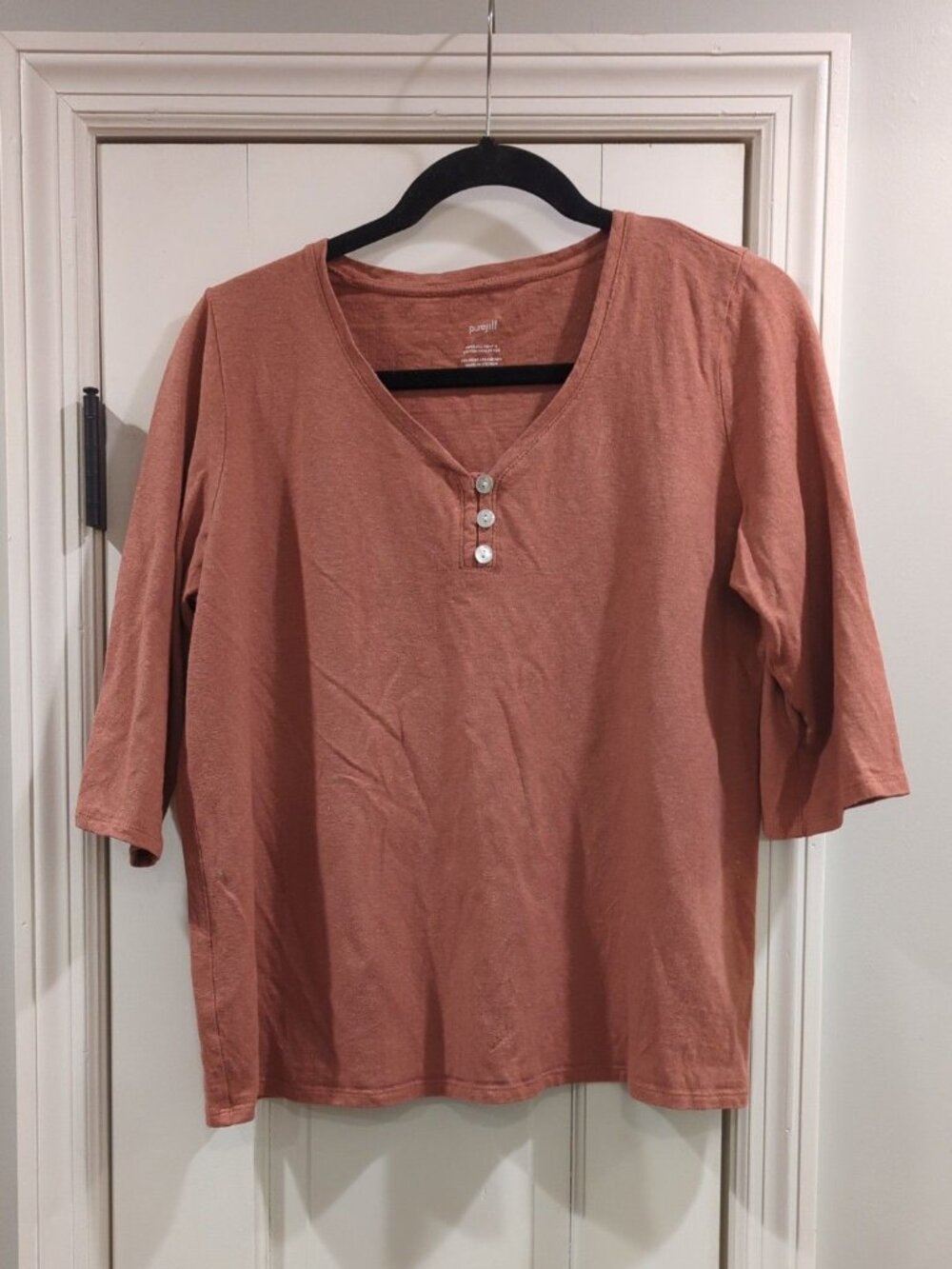 M Hemp/cotton short sleeve top Pure Jill 3/4 sleeve knit top terracotta